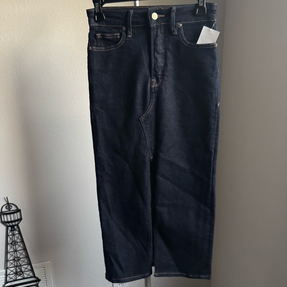 NWT Good American Stretch Denim Midi Skirt Sz 2/26 - Picture 8 of 13